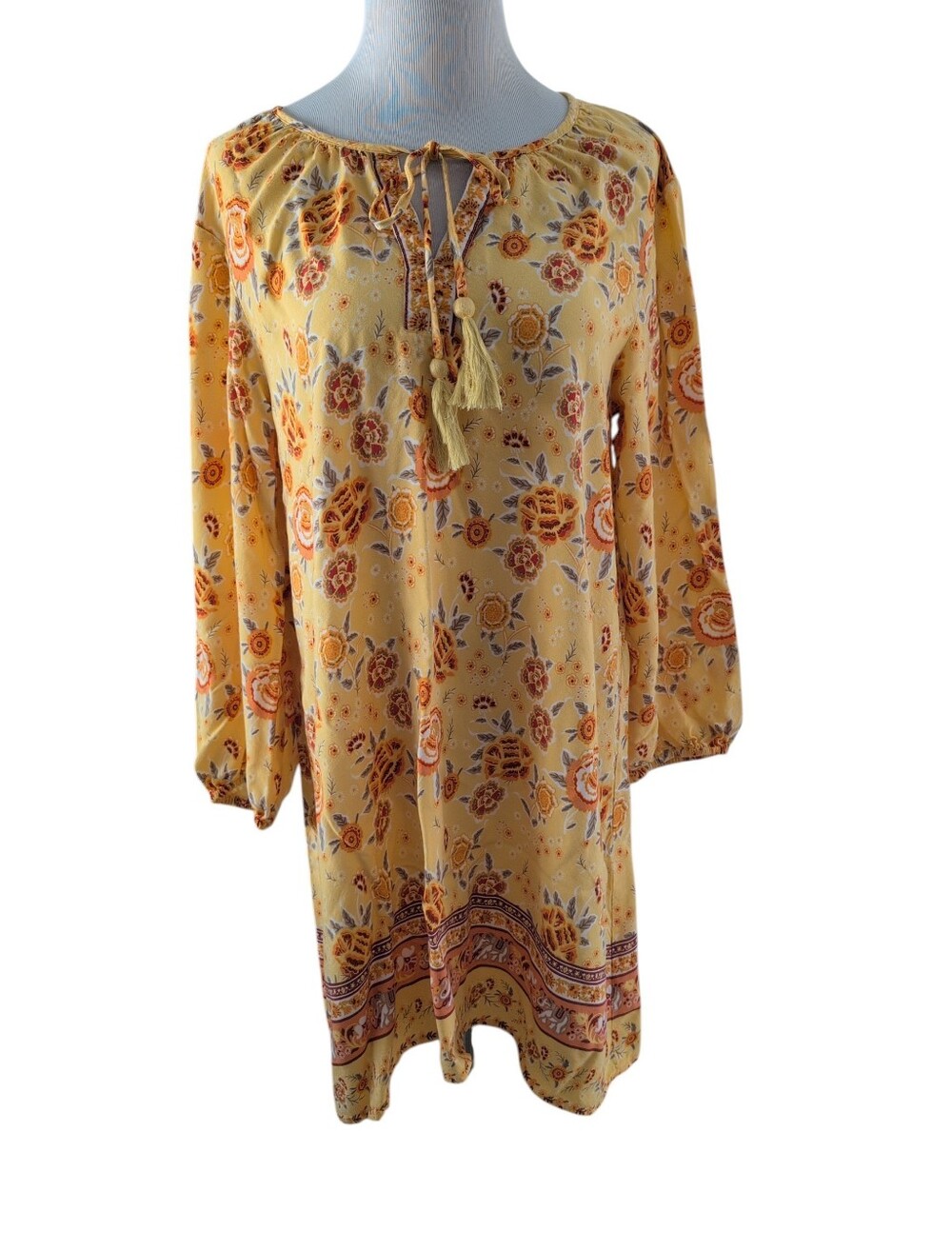 Margaux Riviera Dress, Yellow Floral Flowers, Women's Size Large